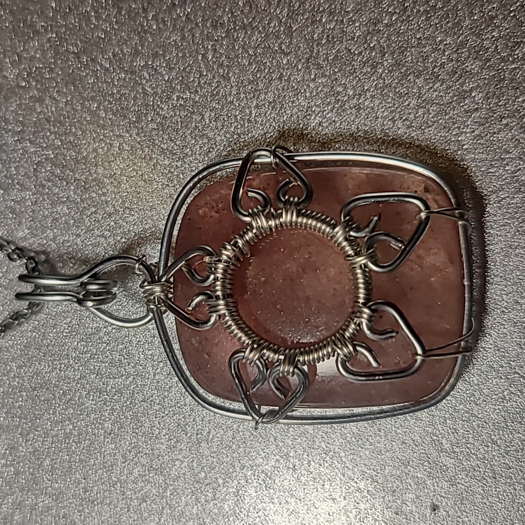 Handcrafted Wire-Wrapped Strawberry Quartz Pendant Silver Wire Jewelry 10$